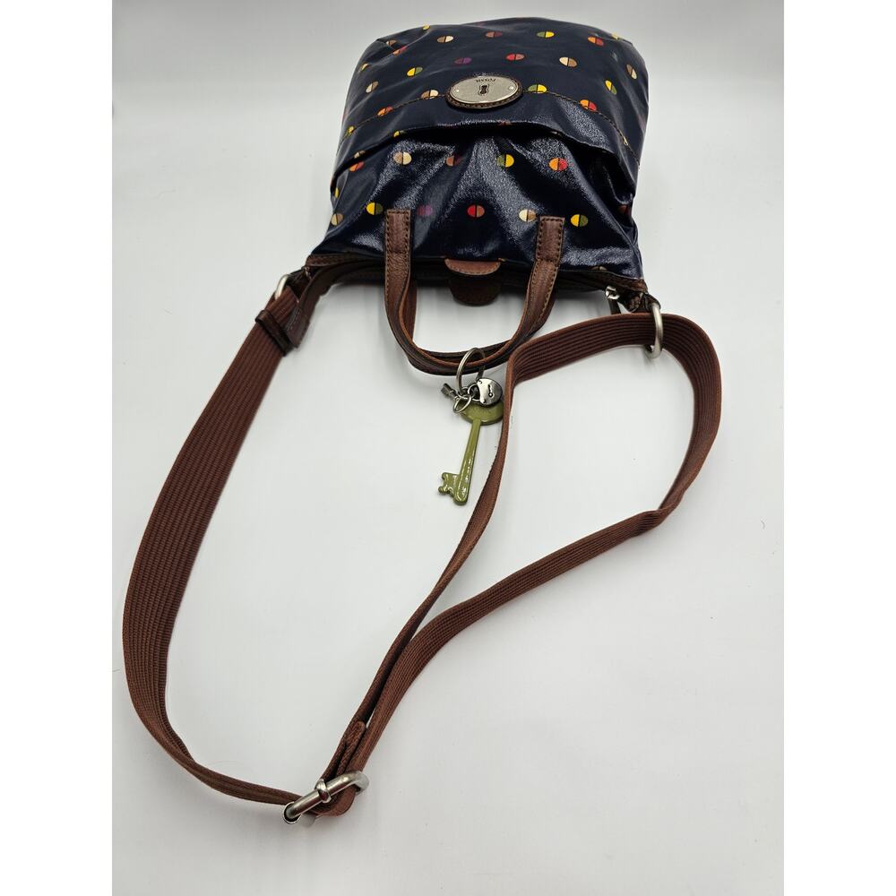 Fossil Women's Keyper Navy Blue Coated Canvas Purse - Picture 8 of 14